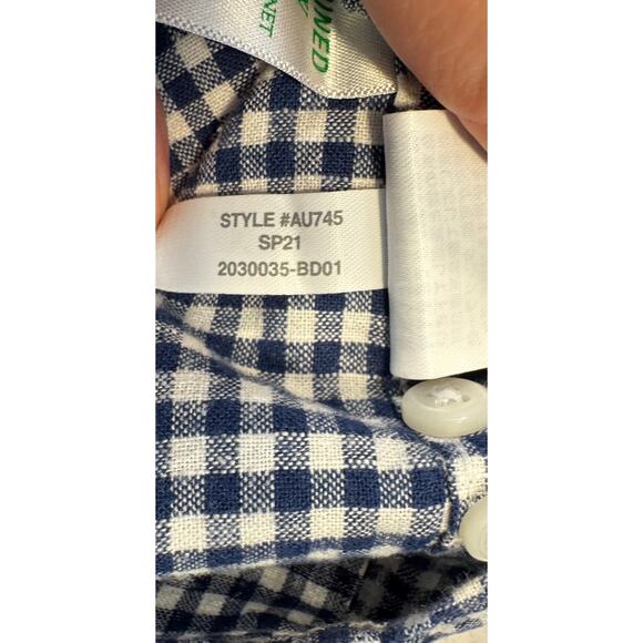 J Crew Mens Navy White Shirt Sleeve Oxford Button Up Slim Fit XL - Picture 8 of 9